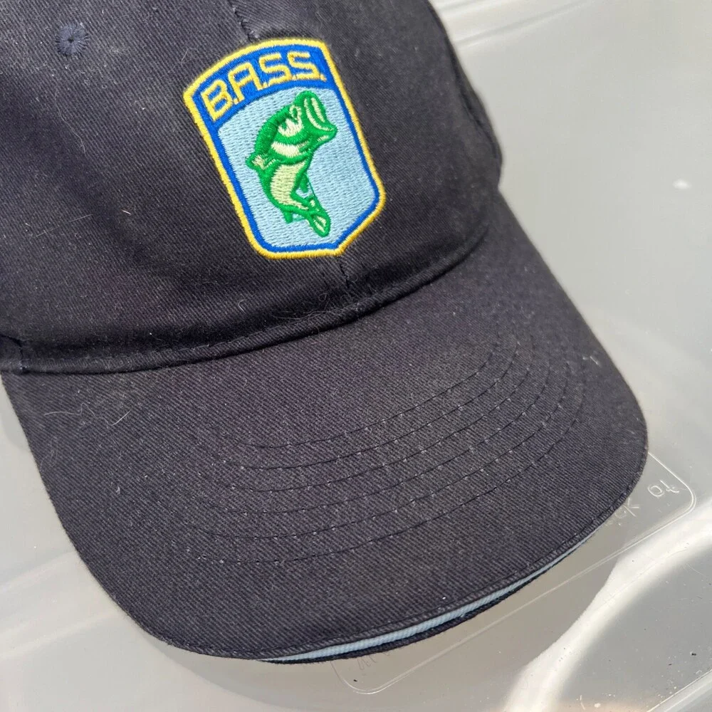 Bass Fish Hat Mens Adjustable Blue Strap Baseball Cap Sport Fishing‎ River Lake